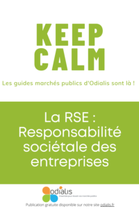 Couverture du guide Odialis sur la RSE et la responsabilité sociétale des entreprises dans les marchés publics.